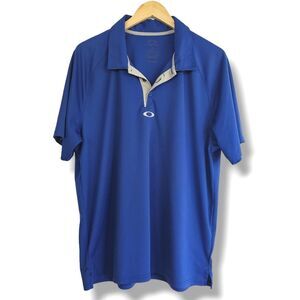 Oakley Hydrolix Polo Shirt Royal Blue White Trim Logo Regular Fit Mens Size XL